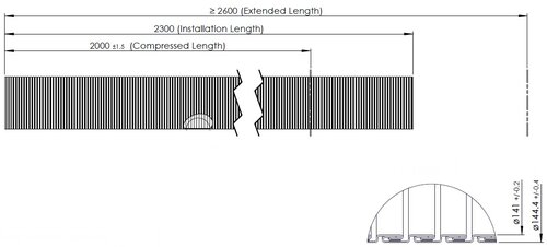 Flex Pipe, D2S+, OD/ID=144.4/141  L=2000, ZINC