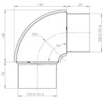 90° Exhaust Elbow, OD=101.6 / L=200, SPD