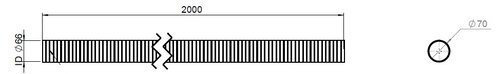 Flex Pipe, D2S, OD/ID=70/66 L=2000, SS