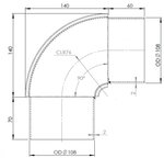 90° Exhaust Elbow, OD=108 / L=190, SPD