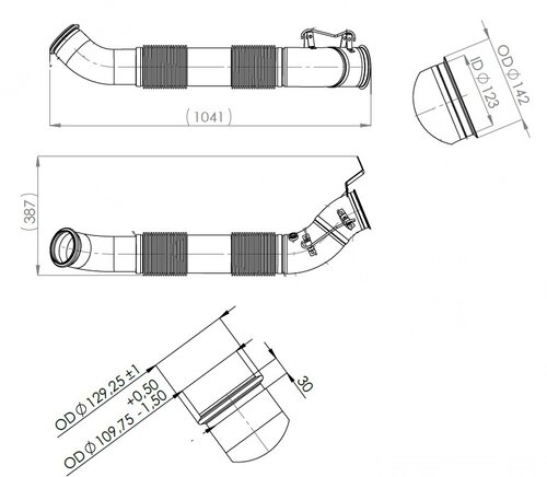 Exhaust Pipe w. Bellows for Scania