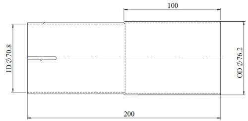 Pipe Adaptor, ID/OD=70.8/76.2 L= 200, ALU