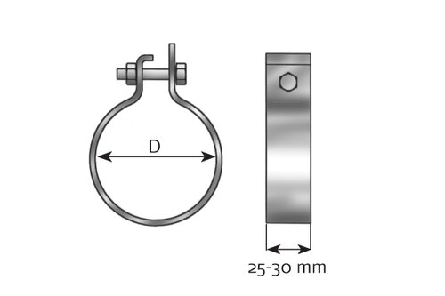 DIN Clamp for Mercedes, Ø=53.5 / L=25 mm, ALU