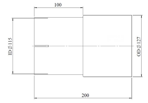 Pipe Adaptor, ID/OD=115/127 L= 200, ALU