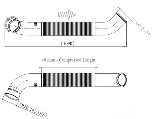 Exhaust Pipe w. Flex, D2S+ for Scania