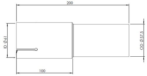 Pipe Adaptor, ID/OD=61/57.5 L= 200, ALU