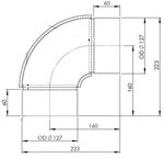 90° Exhaust Elbow, OD=127 / L=223, SPD