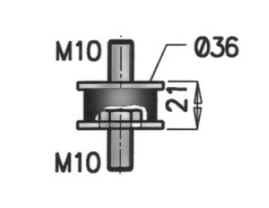 Rubber Mounting for Mercedes, Ø=38 /L=68, M10, ZINC