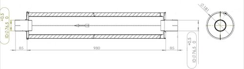 Absorption Silencer, Ø=184, L=1150 mm, ALU