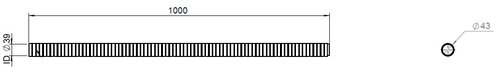 Flex Pipe, D2S, OD/ID=43/39  L=1000, ZINC