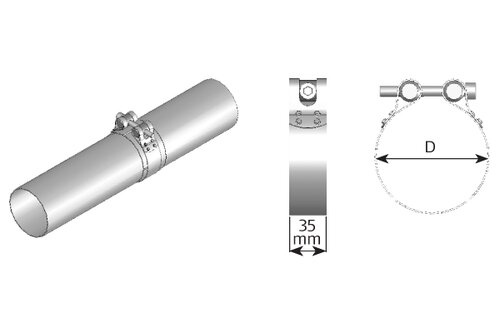 PipeFit Clamp, Ø=57 / L=35 mm, INOX