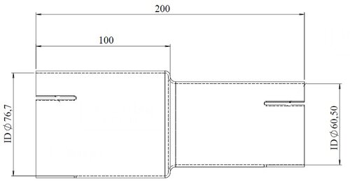 Pipe Adaptor ID/ID=60.5/76.7 L=200, ALU