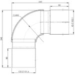 90° Exhaust Elbow, OD/ID=101.6/102.1 / L=243, INOX