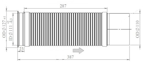 Exhaust Flex, D2S+ for MAN, E-line, OD/ID=110/111 L=387, INOX