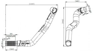 Insulated Exhaust Pipe w. Flex, D2S+ for Iveco