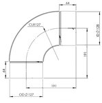 90° Exhaust Elbow, OD/ID=127/128 / L=255, SPD