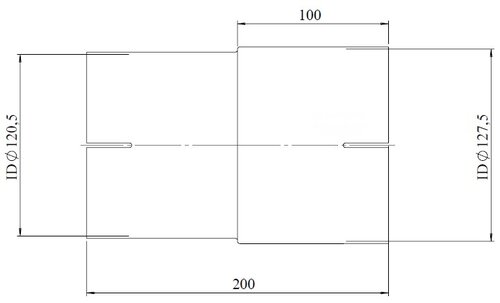 Pipe Adaptor ID/ID=120.5/127.5 L=200, ALU