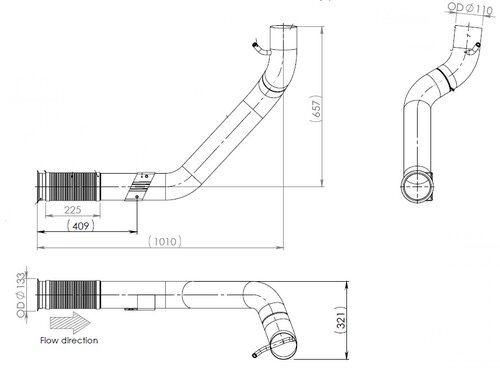 Exhaust Pipe w. Flex, D2S+ for Iveco