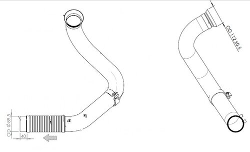 Exhaust Pipe w. Flex, D2S for Mercedes