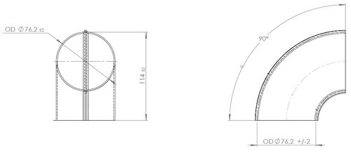 90° Elbow Welded/Thin Wall OD=76.2 / T=1.5, SPD