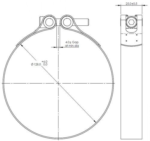 TightFit Clamp for Scania, Ø=128-132 mm, INOX