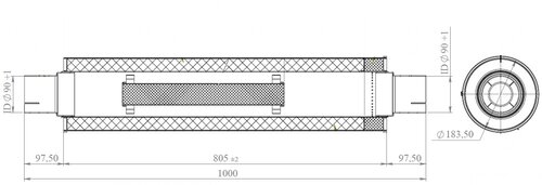 SILENCIEUX -UNIVERSEL-TORPEDO MUFFLER 184X800/ 90MM