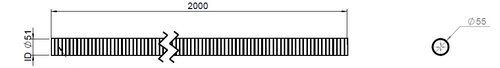 Flex Pipe, D2S, OD/ID=55/51 L=2000, SS