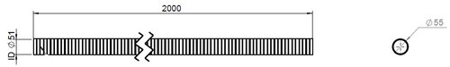 Flex Pipe, D2S, OD/ID=55/51  L=2000, ZINC