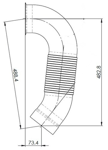 Exhaust Pipe w. Flex, D3S for International