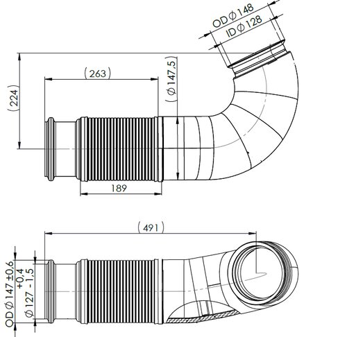 Exhaust Pipe w. Flex, D3S for Renault/Volvo