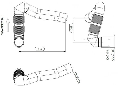 Exhaust Pipe w. Bellow for Mercedes