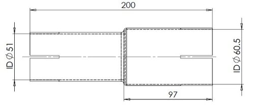 Pipe Adaptor ID/ID=51/60.5 L=200, ALU