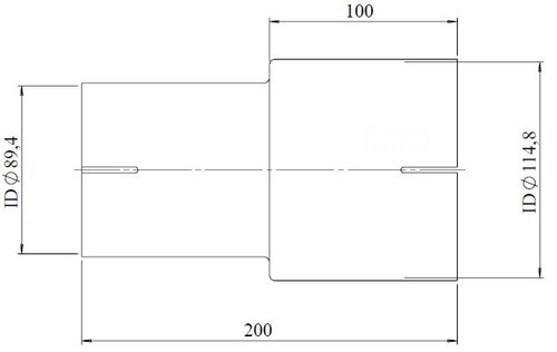 Pipe Adaptor ID/ID=89.4/114.8 L=200, ALU