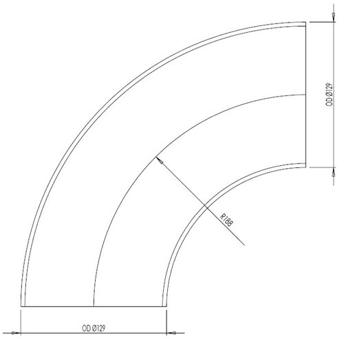 90° Elbow Cast OD=129 / T=2, INOX