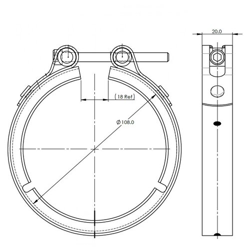 Heavy Duty V-Clamp for Iveco, Ø=88.9 / L=20, INOX