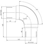 90° Exhaust Elbow, ID=76.8 / L=200, INOX