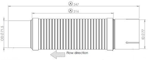 Flex Pipe for Mercedes, D2S+, Ø=77 / L=347, ALU/SS