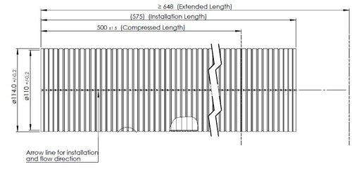 Flex Pipe, D3S, Ø=110 / L=500, SS