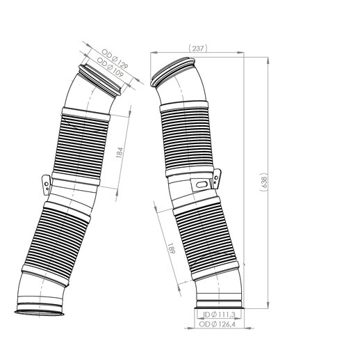 Exhaust Pipe w. Flex, D2S+ for Scania