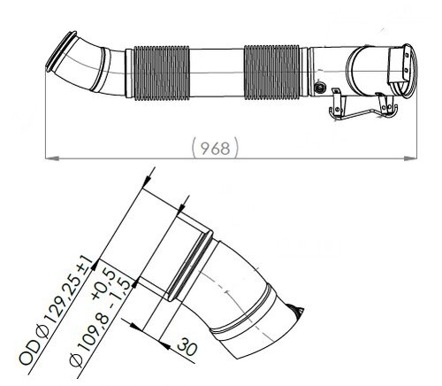 Exhuast Pipe w. bellow for Scania