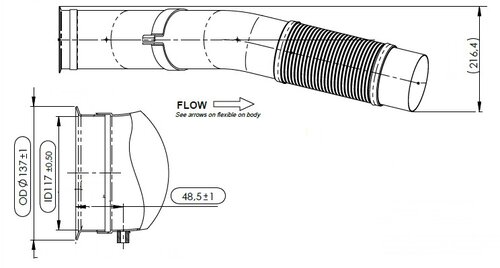 Exhaust Pipe w. Flex, D2S+ for MAN