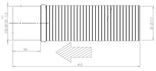 Exhaust Flex, D2S for MAN, E-line, OD/ID=110/111 L=415, ALU/INOX