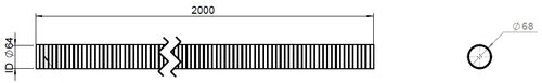 Flex Pipe, D2S, OD/ID=68/64  L=2000, ZINC