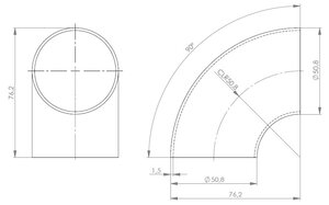 90ø Elbow Welded/Thin Wall OD=50.8 / T=1.5, SPD