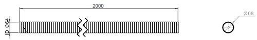 Flex Pipe, D2S, OD/ID=68/64 L=2000, SS