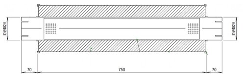 Absorption Silencer, Ø=206, L=890 mm, ALU