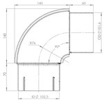 90° Exhaust Elbow, OD/ID=101.6/102.5 / L=200/210, SPD