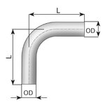 90ø Exhaust Bend, OD=38 / L=129, ALU