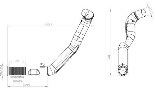 Insulated Exhaust Pipe w. Flex, D2S+ for Iveco