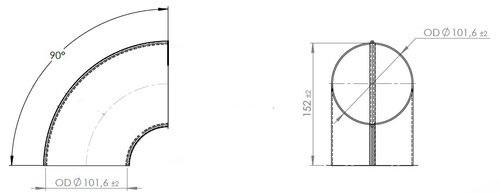 TUBE UNIVERSEL-BLANK COUDE OD 102-0 MM R101.6